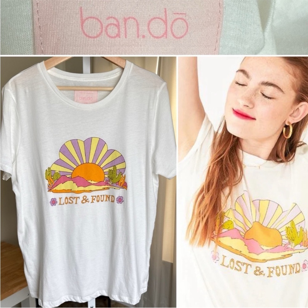 ⛱️🔥ban.do - Lost & Found White Graphic Soft Feel T-Shirt - L